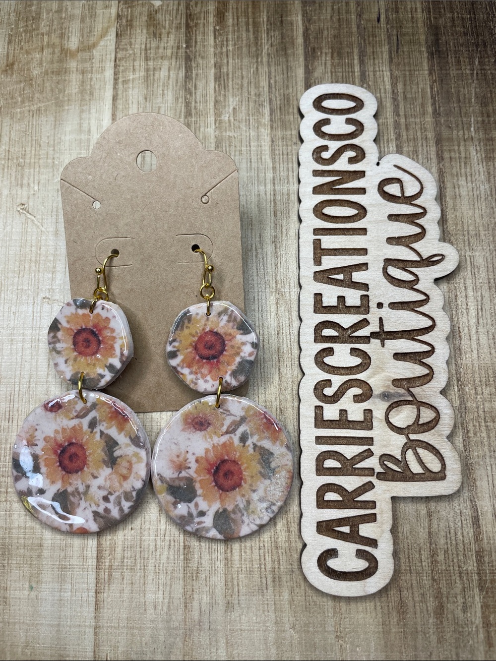 Floral Sunflower Drop Earrings - Yellow